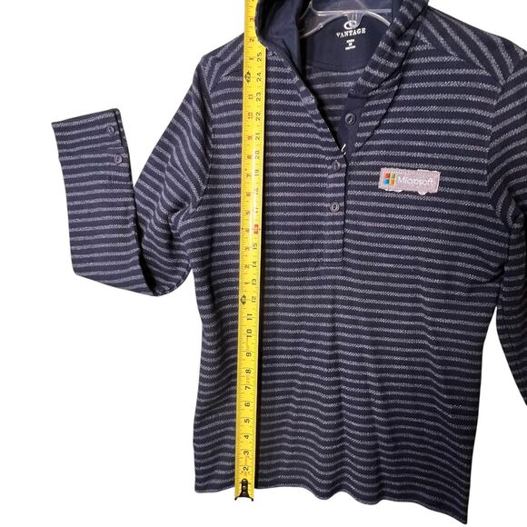 Microsoft Hoodie Womens Medium Pullover Vantage Button Lightweight Stripe - Picture 8 of 11
